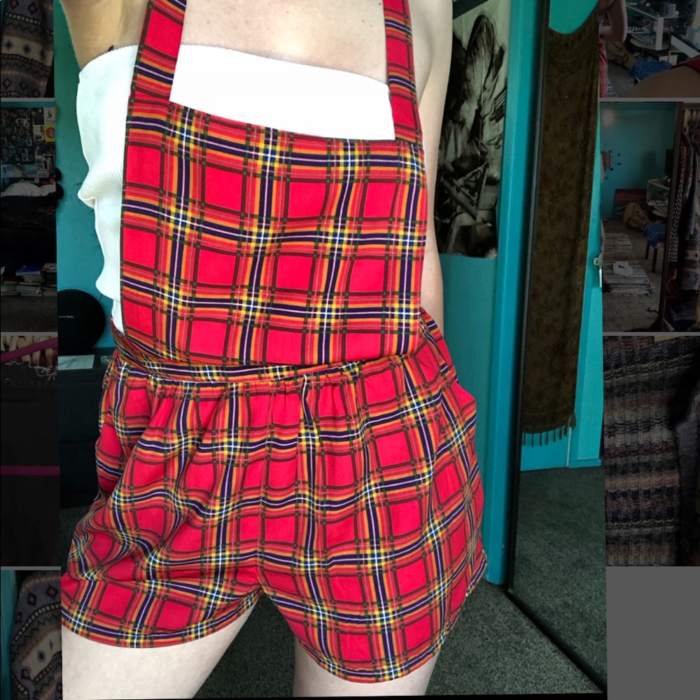 Loose Short Satin Overalls